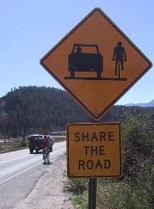 Share the Road sign near Breckenridge, Colorado
